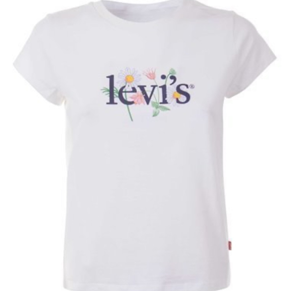 Levi's Cotton White Short Sleeve Tee with Floral Design New